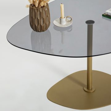 Masuta de cafea, Neostill, Soho, 85x40x67 cm, Sticla temperata, Gri inchis/Auriu ieftina