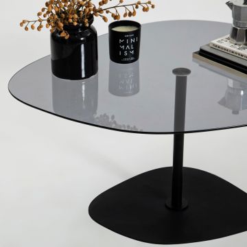 Masuta de cafea, Neostill, Soho, 85x40x67 cm, Sticla temperata, Gri închis/negru ieftina