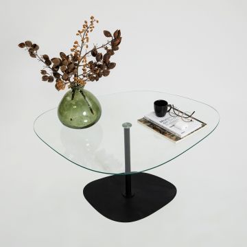Masuta de cafea, Neostill, Soho, 85x40x67 cm, Sticla temperata, Transparent/Negru ieftina