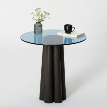 Masuta de cafea, Neostill, Thales, 50x50x50 cm, Sticla temperata, Negru/Albastru ieftina