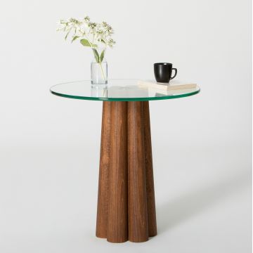Masuta de cafea, Neostill, Thales, 50x50x50 cm, Sticla temperata, Nuc / Transparent ieftina