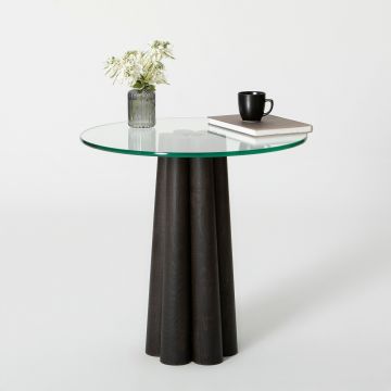 Masuta de cafea, Neostill, Thales, 50x50x50 cm, Sticla temperata, Transparent/Negru ieftina