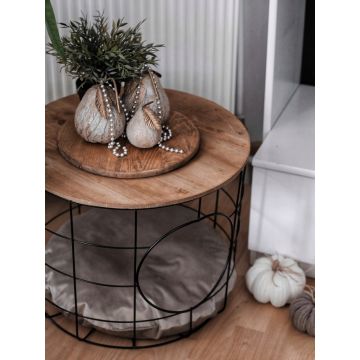 Masuta de cafea, Puqa Design, Cat, 54x54x41 cm, PAL, Pin Atlantic / Negru