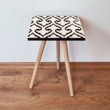 Masuta, Leona, Shp131, 35x42x35 cm, Negru / Alb / Auriu