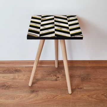 Masuta, Leona, Shp132, 35x42x35 cm, Negru / Auriu / Alb