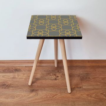 Masuta, Leona, Shp135, 35x42x35 cm, Gri / Auriu / Negru