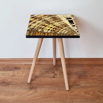 Masuta, Leona, Shp142, 35x42x35 cm, Auriu / Maro / Negru