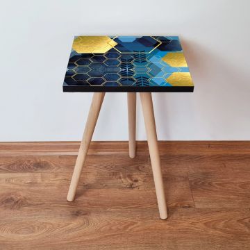 Masuta, Leona, Shp160, 35x42x35 cm, Bleumarin / Auriu / Albastru