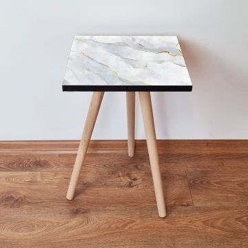 Masuta, Leona, Shp161, 35x42x35 cm, Alb / Auriu / Gri