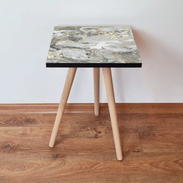 Masuta, Leona, Shp163, 35x42x35 cm, Auriu / Gri / Alb
