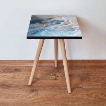 Masuta, Leona, Shp178, 35x42x35 cm, Albastru / Bleumarin / Portocaliu / Alb