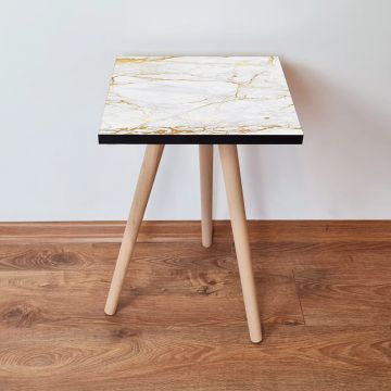 Masuta, Leona, Shp183, 35x42x35 cm, Alb/Auriu