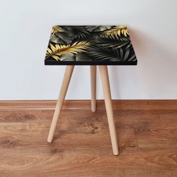 Masuta, Leona, Shp194, 35x42x35 cm, Negru / Auriu / Gri