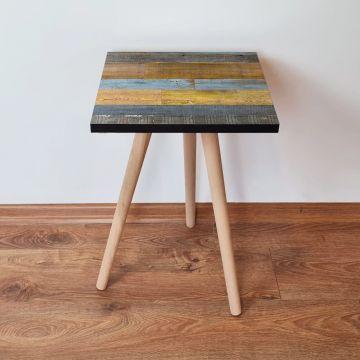 Masuta, Leona, Shp2, 35x42x35 cm, Galben / Albastru / Gri