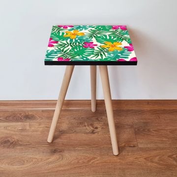 Masuta, Leona, Shp206, 35x42x35 cm, Verde / Galben / Fuchsia / Alb