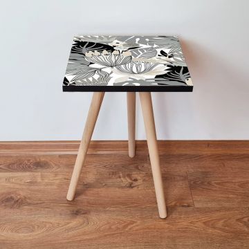 Masuta, Leona, Shp213, 35x42x35 cm, Alb / Gri / Negru
