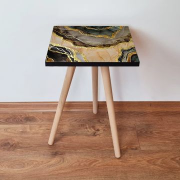 Masuta, Leona, Shp219, 35x42x35 cm, Bej / Auriu / Galben / Negru