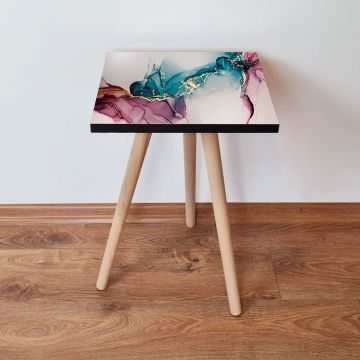 Masuta, Leona, Shp230, 35x42x35 cm, Roz / Albastru / Auriu / Alb