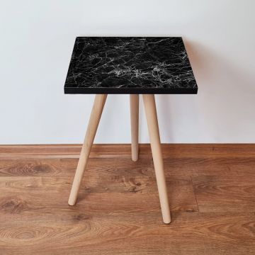 Masuta, Leona, Shp232, 35x42x35 cm, Alb/Negru