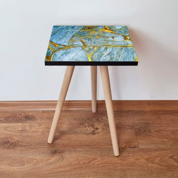 Masuta, Leona, Shp235, 35x42x35 cm, Albastru / Auriu