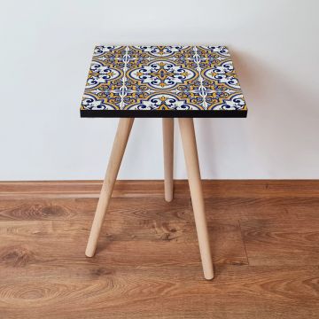 Masuta, Leona, Shp24, 35x42x35 cm, Galben / Bleumarin / Albastru / Alb