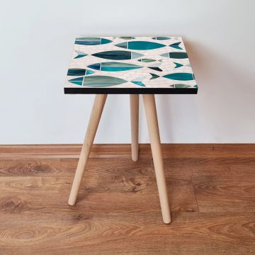 Masuta, Leona, Shp269, 35x42x35 cm, Albastru / Verde / Alb