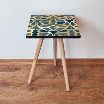 Masuta, Leona, Shp274, 35x42x35 cm, Albastru / Auriu