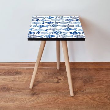 Masuta, Leona, Shp277, 35x42x35 cm, Alb / Bleumarin