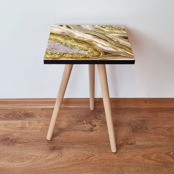 Masuta, Leona, Shp284, 35x42x35 cm, Auriu / Bej / Alb