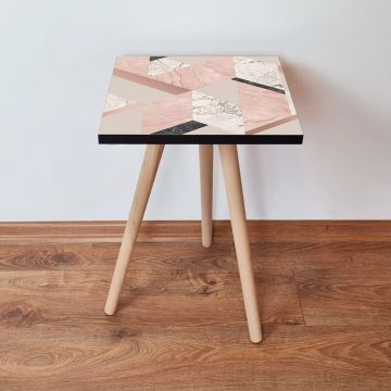 Masuta, Leona, Shp317, 35x42x35 cm, Roz / Bej / Alb / Negru
