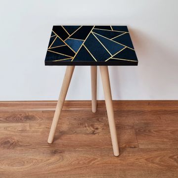 Masuta, Leona, Shp321, 35x42x35 cm, Bleumarin / Albastru / Auriu