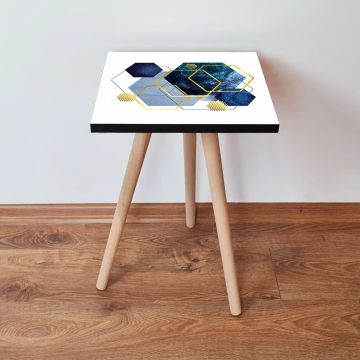 Masuta, Leona, Shp327, 35x42x35 cm, Alb / Bleumarin / Albastru / Auriu