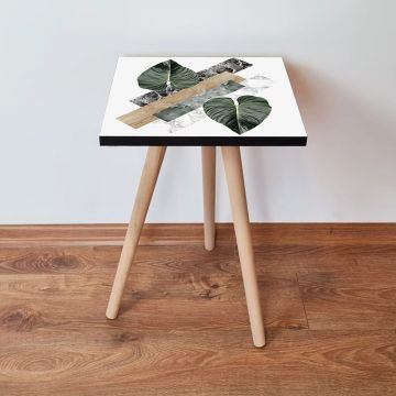 Masuta, Leona, Shp385, 35x42x35 cm, Alb / Verde / Bej / Negru