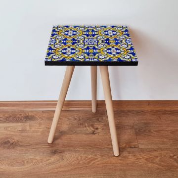 Masuta, Leona, Shp47, 35x42x35 cm, Galben / Bleumarin / Albastru