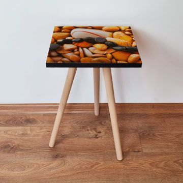 Masuta, Leona, Shp64, 35x42x35 cm, Portocaliu / Negru / Alb