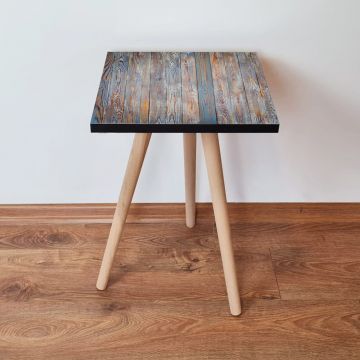 Masuta, Leona, Shp69, 35x42x35 cm, Albastru / Gri / Portocaliu