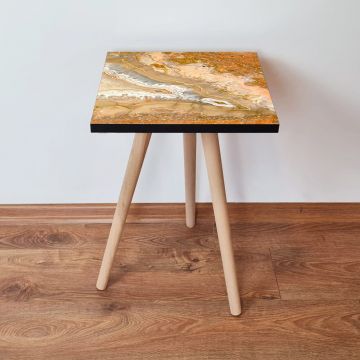 Masuta, Leona, Shp77, 35x42x35 cm, Portocaliu / Bej / Alb