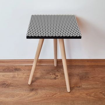 Masuta, Leona, Shp8, 35x42x35 cm, Alb/Negru