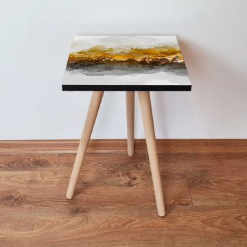 Masuta, Leona, Shp81, 35x42x35 cm, Alb / Negru / Auriu