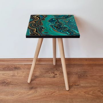 Masuta, Leona, Shp87, 35x42x35 cm, Verde / Aur / Negru