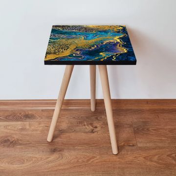 Masuta, Leona, Shp91, 35x42x35 cm, Bleumarin / Albastru / Auriu / Mov