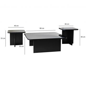 Set masuta de cafea, Neostill, Jazz, PAL, Negru / Fume ieftina