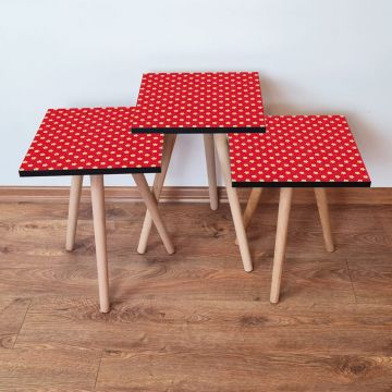 Set masute 3 piese, Leona, 3Shp337, Roșu / galben