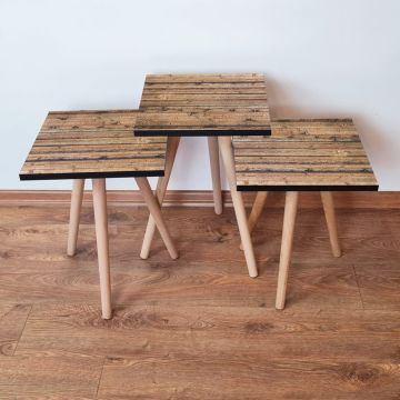 Set masute 3 piese, Leona, 3Shp344, Maro