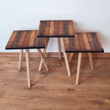 Set masute 3 piese, Leona, 3Shp356, Maro