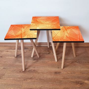 Set masute 3 piese, Leona, 3Shp359, Portocaliu / Galben