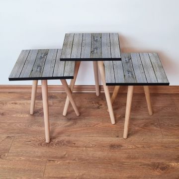 Set masute 3 piese, Leona, 3Shp363, Gri