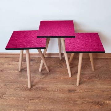 Set masute 3 piese, Leona, 3Shp366, Fucsia