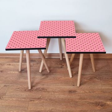 Set masute 3 piese, Leona, 3Shp369, Roz/Maro