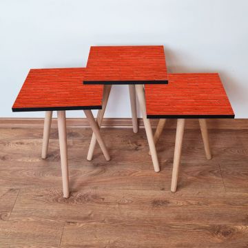 Set masute 3 piese, Leona, 3Shp371, Rosu